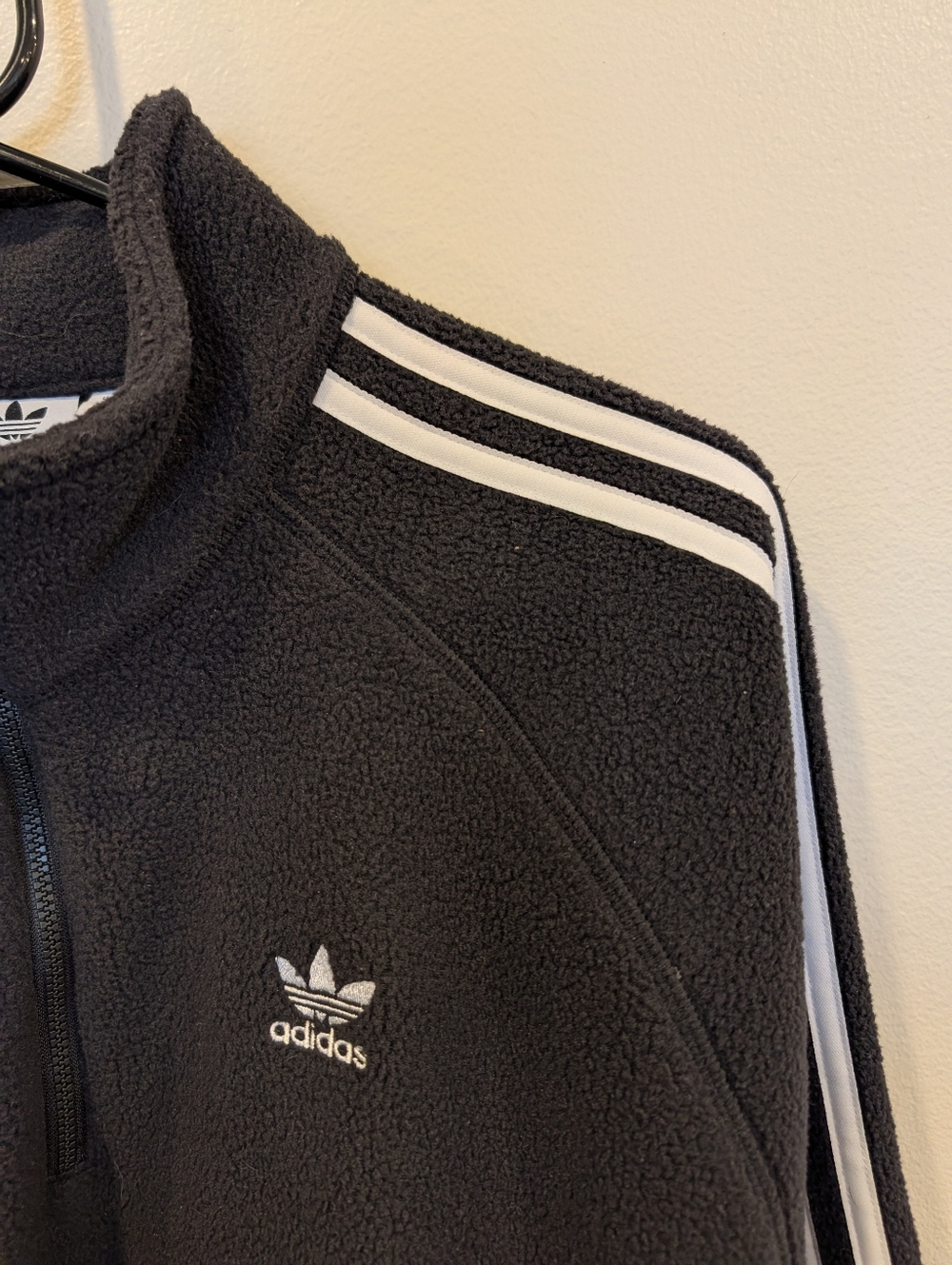 adidas Black Fleece PrimeGreen Quarter-Zip Jacket with White Stripes Size Small - Picture 3 of 6